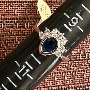 Fragrant Jewels Silver Ring with Deep Blue Teardrop